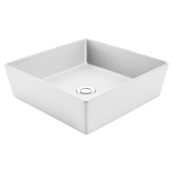 Johnson Suisse Venezia Square Countertop Vessel With Chrome Pop-up Waste White