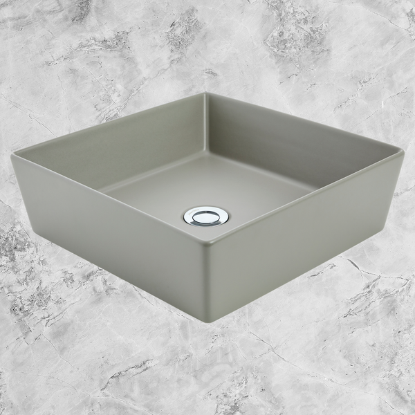 Johnson Suisse Venezia Square Countertop Vessel With Chrome Pop-up Waste Ash