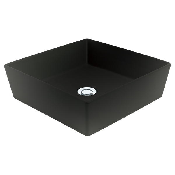 Johnson Suisse Venezia Square Countertop Vessel With Chrome Pop-up Waste Matte Black