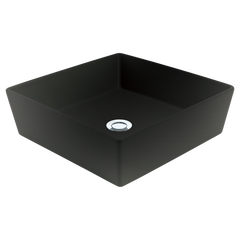 Johnson Suisse Venezia Square Countertop Vessel With Chrome Pop-up Waste Matte Black