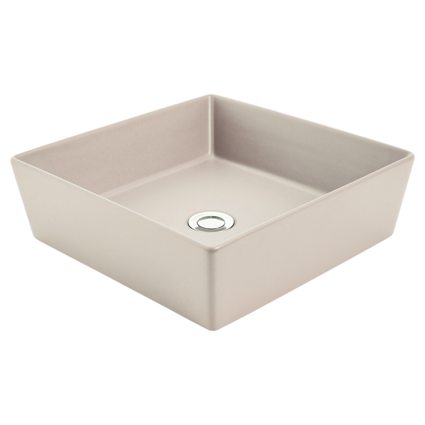 Johnson Suisse Venezia Square Countertop Vessel With Chrome Pop-up Waste Sand