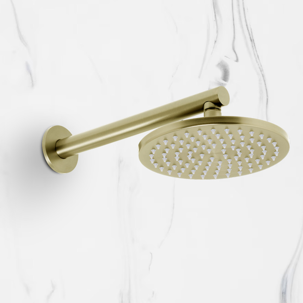 Johnson Suisse Venezia Overhead Rain Shower With 300mm Wall Arm Brushed Brass Gold