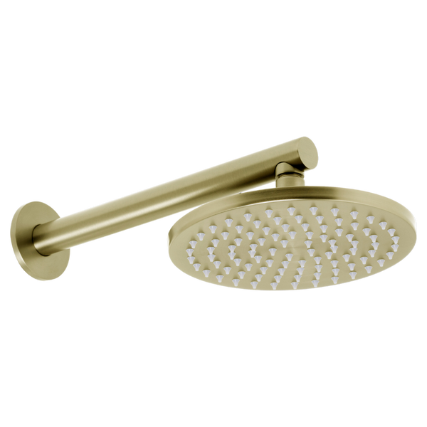 Johnson Suisse Venezia Overhead Rain Shower With 300mm Wall Arm Brushed Brass Gold
