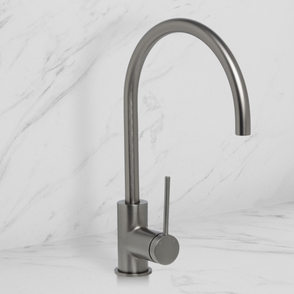 Johnson Suisse Venezia Gooseneck Sink Mixer Brushed Gunmetal
