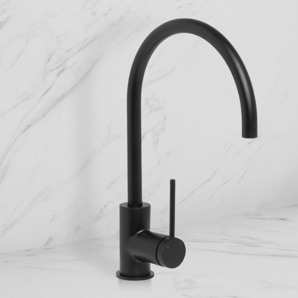 Johnson Suisse Venezia Gooseneck Sink Mixer Matte Black