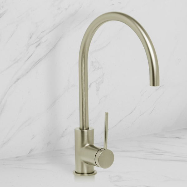 Johnson Suisse Venezia Gooseneck Sink Mixer Brushed Nickel