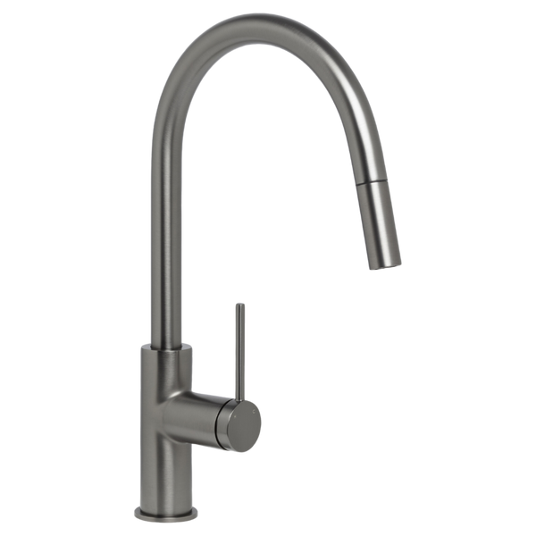 Johnson Suisse Venezia Gooseneck Pull Out Sink Mixer Brushed Gunmetal