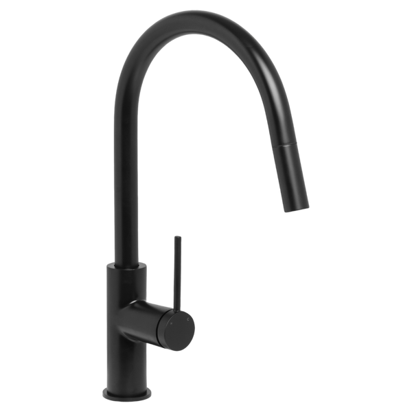Johnson Suisse Venezia Gooseneck Pull Out Sink Mixer Matte Black
