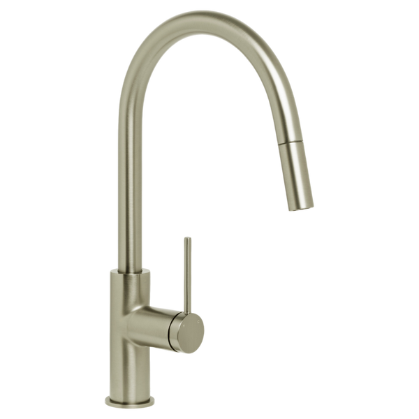 Johnson Suisse Venezia Gooseneck Pull Out Sink Mixer Brushed Nickel