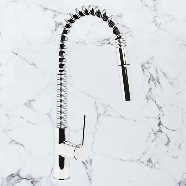 Johnson Suisse Venezia Gooseneck Pull Out Spring Sink Mixer Chrome