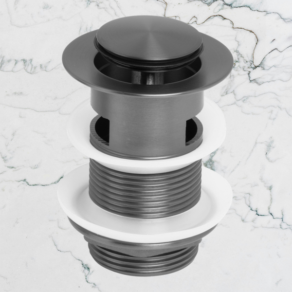 Johnson Suisse Venezia Pop-up Waste 32mm With Overflow Brushed Gunmetal