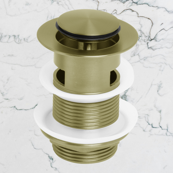 Johnson Suisse Venezia Pop-up Waste 32mm With Overflow Brushed Brass Gold