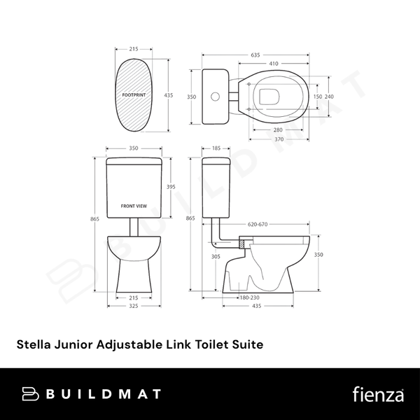 Fienza Stella Junior Adjustable Link Toilet Suite Gloss White