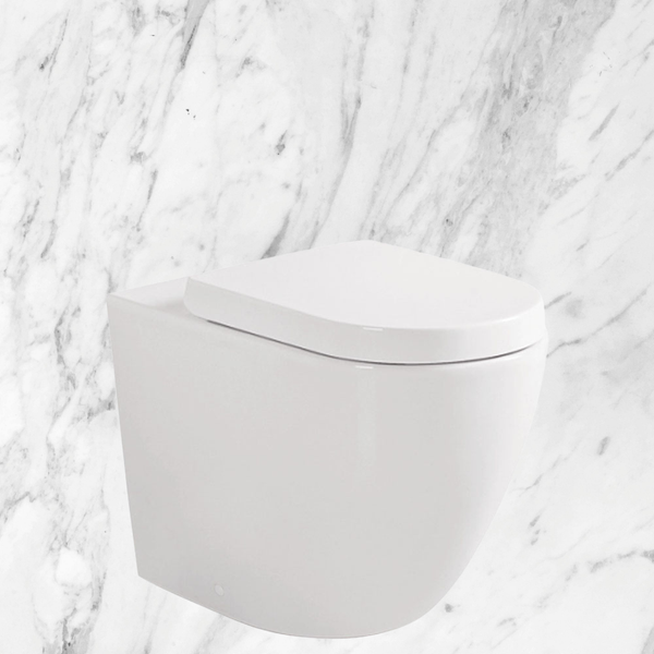 Fienza Koko Tornado Flush Wall-Faced Toilet Suite (Pan and Seat and GEBERIT In-Wall Cistern) Matte White