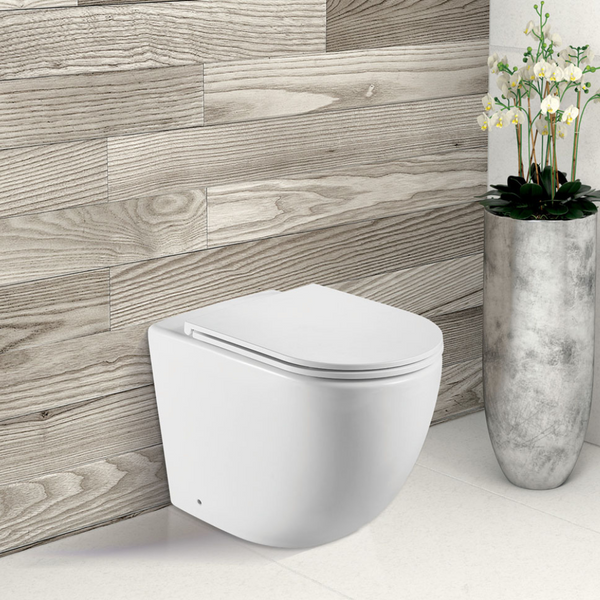 Fienza Koko Tornado Flush Wall-Faced Toilet Suite S-Trap (Pan and Seat Only) with Slim Seat Matte White