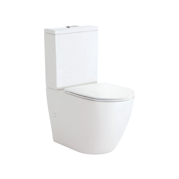 Fienza Koko Tornado Flush Back-to-Wall Toilet Suite P-Trap (Pan+Seat+GEBERIT Cistern) with Slim Seat Gloss White