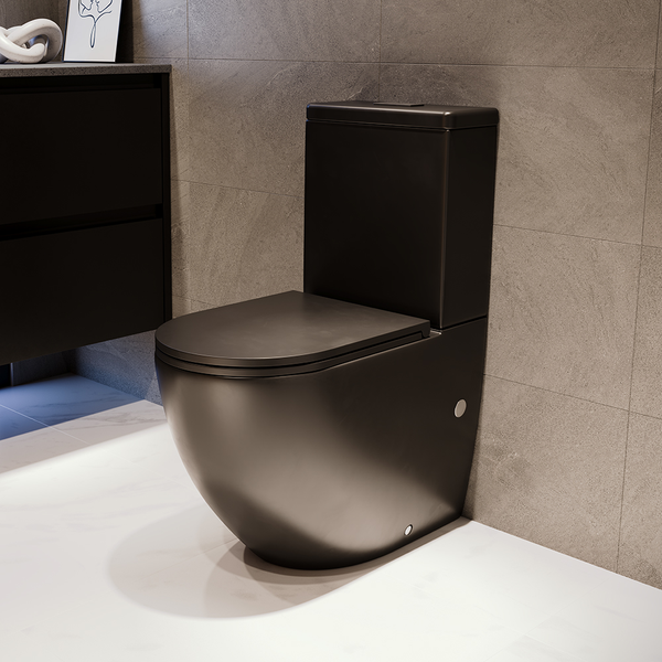 Fienza Koko Tornado Back-to-Wall Toilet Suite S-Trap Matte Black