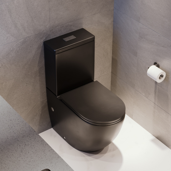 Fienza Koko Tornado Back-to-Wall Toilet Suite S-Trap Matte Black