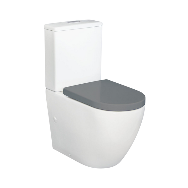 Fienza Alix Back to Wall Toilet Suite Gloss White with Grey Seat (Pan + Seat + R&T Cistern) S-Trap