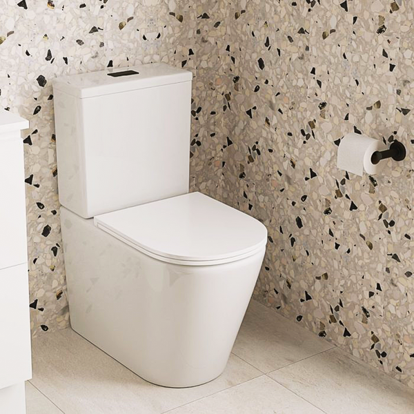 Fienza Kaya Tornado Flush Back to Wall Geberit Toilet Suite Gloss White with Slim Seat with S-Trap 160-230