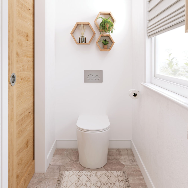 Fienza Aluca Tornado Flush Wall-Faced Toilet Suite with Slim Seat Gloss White