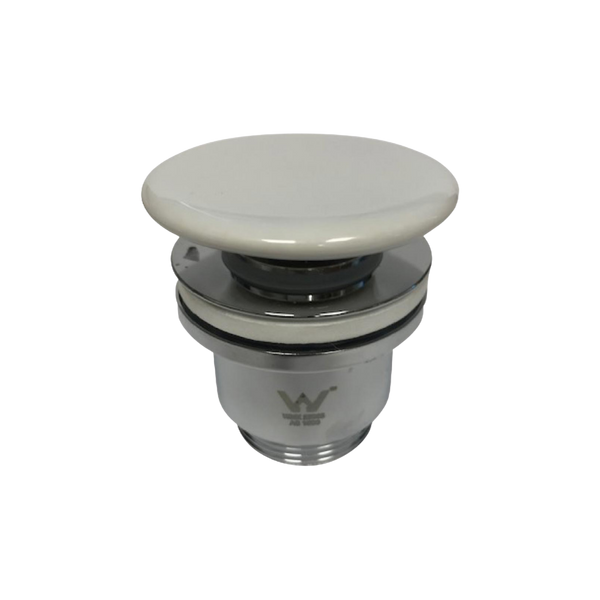 Argent Pop Up Waste 32mm 2 Piece Ceramic Gloss White No Overflow