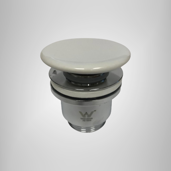 Argent Pop Up Waste 32mm 2 Piece Ceramic Gloss White No Overflow