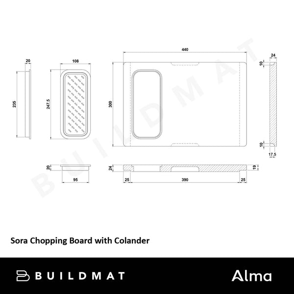 Alma Sora Chopping Board with Colander