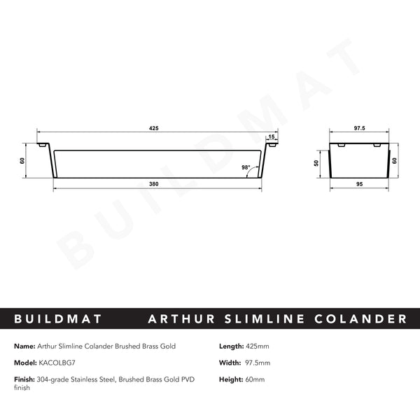 Alma Arthur Slimline Colander Brushed Brass Gold