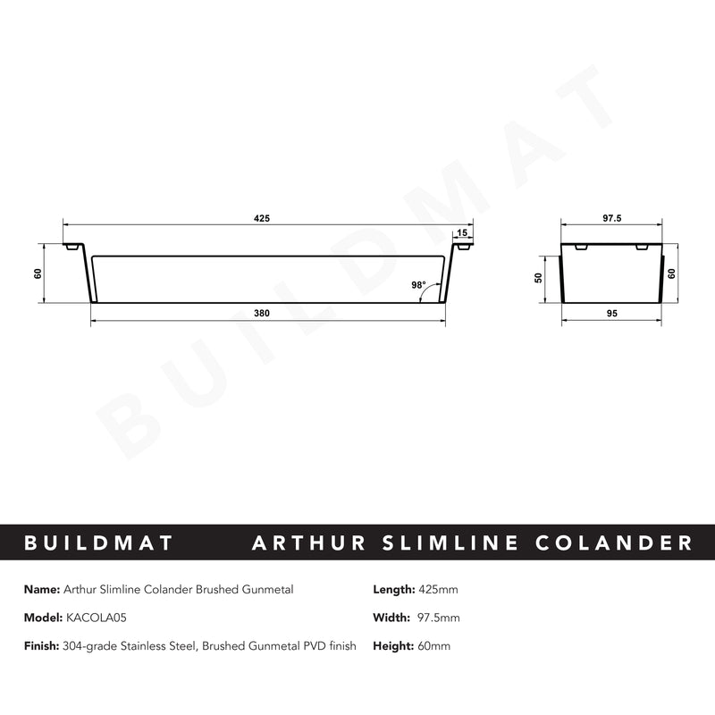 Arthur Slimline Colander Brushed Gunmetal