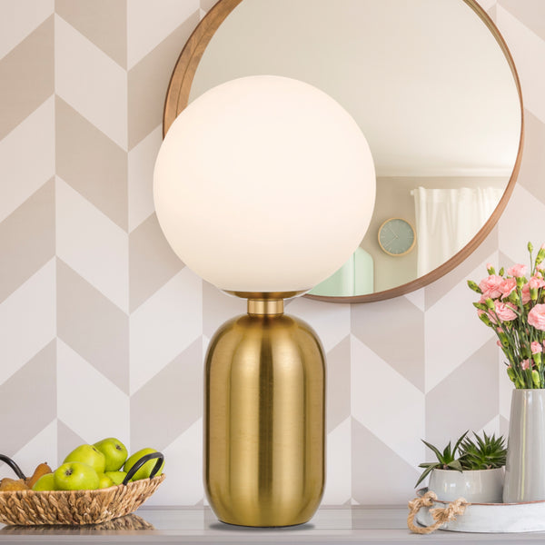 Telbix Kade Table Lamp Antique Gold Opal Matt