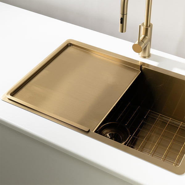 Alma Aiden Portable Drain Board Brushed Brass Gold