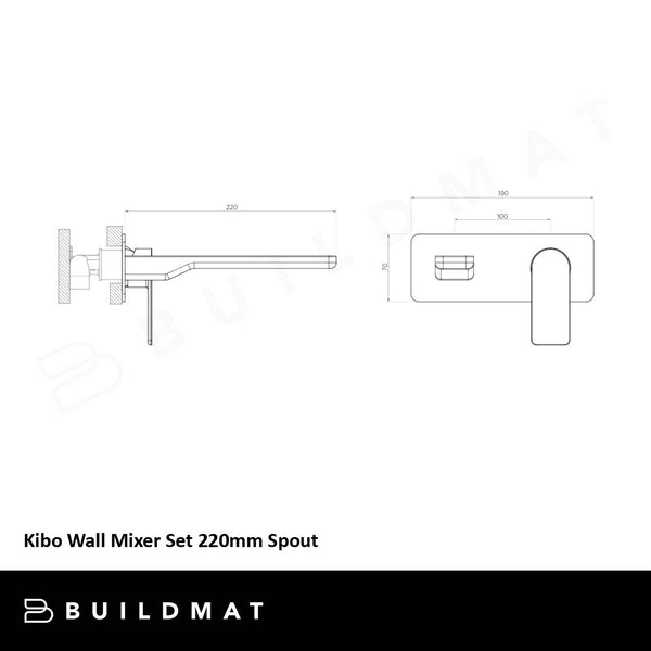 Arcisan Kibo Wall Mixer Set 220mm Spout Brushed Nickel