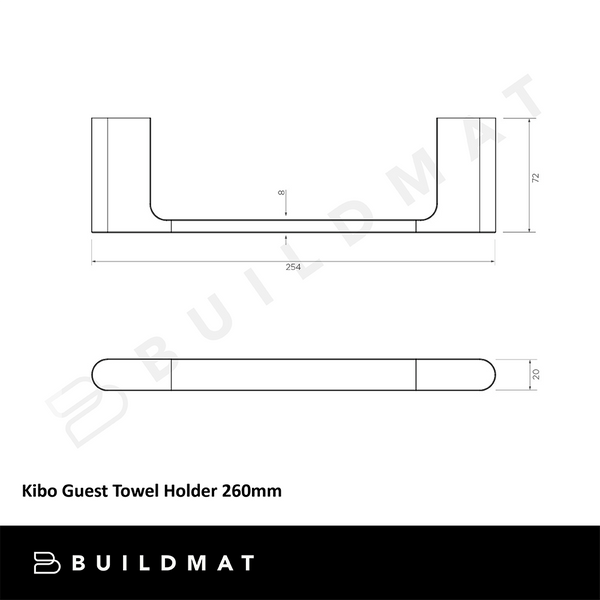Arcisan Kibo Guest Towel Holder 260mm Brushed Nickel