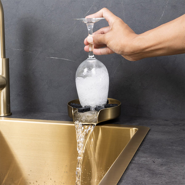 Alma Galen Glass Rinser Brushed Brass Gold