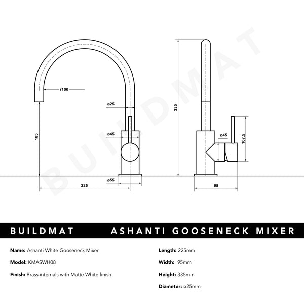 Alma Ashanti White Gooseneck Mixer