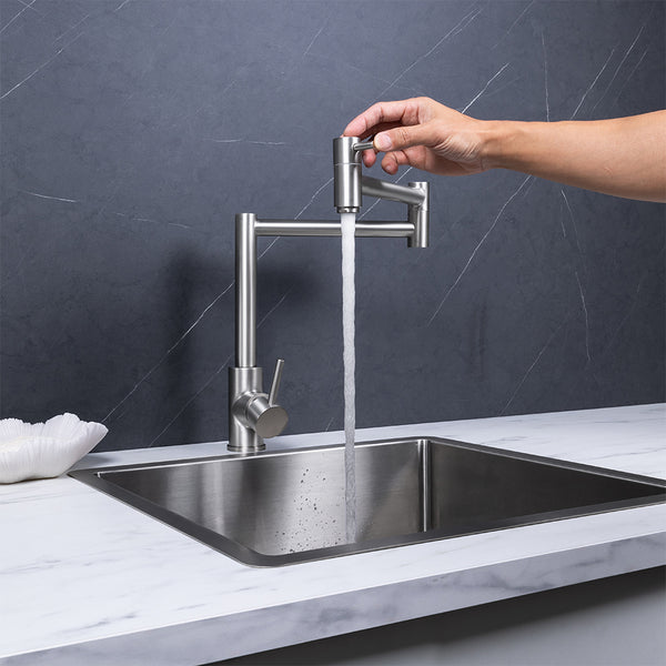 Alma Barbara Bench Pot Filler Brushed Nickel