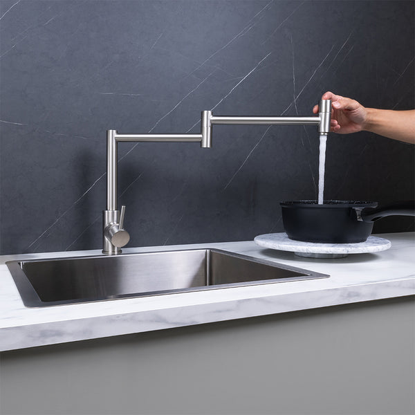 Alma Barbara Bench Pot Filler Brushed Nickel