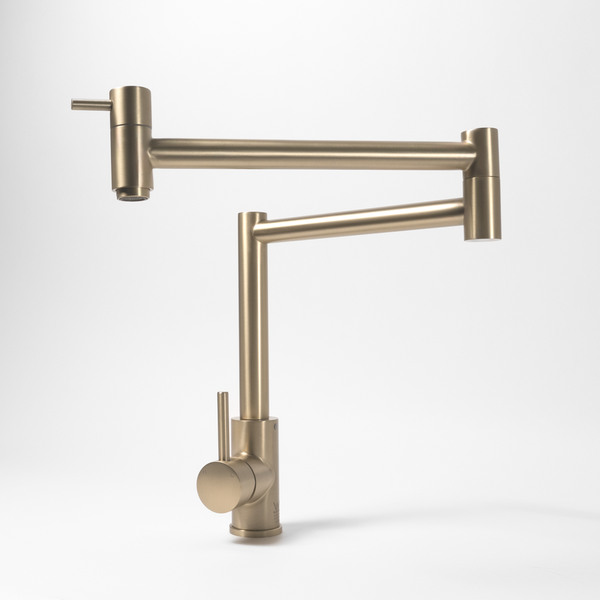 Alma Barbara Bench Pot Filler Brushed Brass Gold