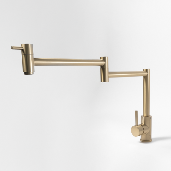 Alma Barbara Bench Pot Filler Brushed Brass Gold