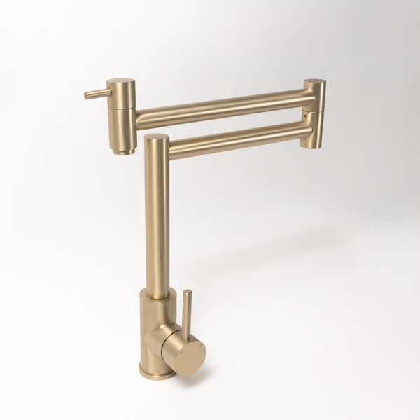 Alma Barbara Bench Pot Filler Brushed Brass Gold