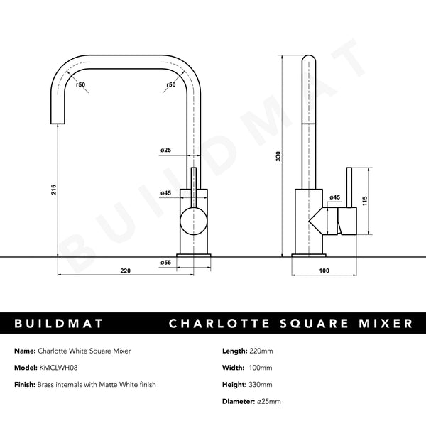 Alma Charlotte White Square Mixer