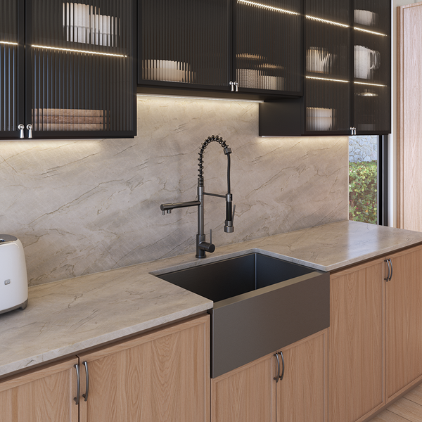 Alma Cleo Brushed Gunmetal Pull Down Dual Spray Mixer