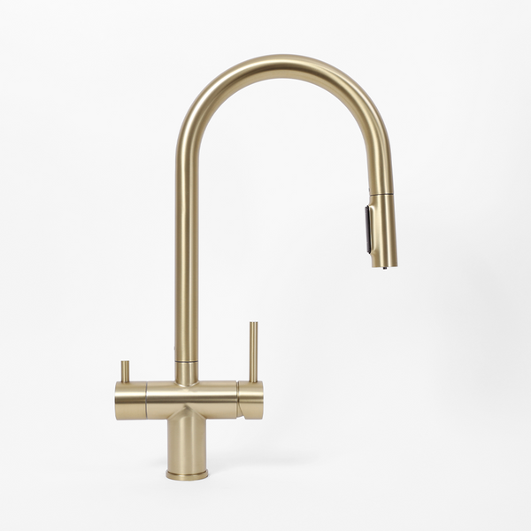 Alma Finton 3 Way Pull Out Filter Water Tap Brushed Brass Gold