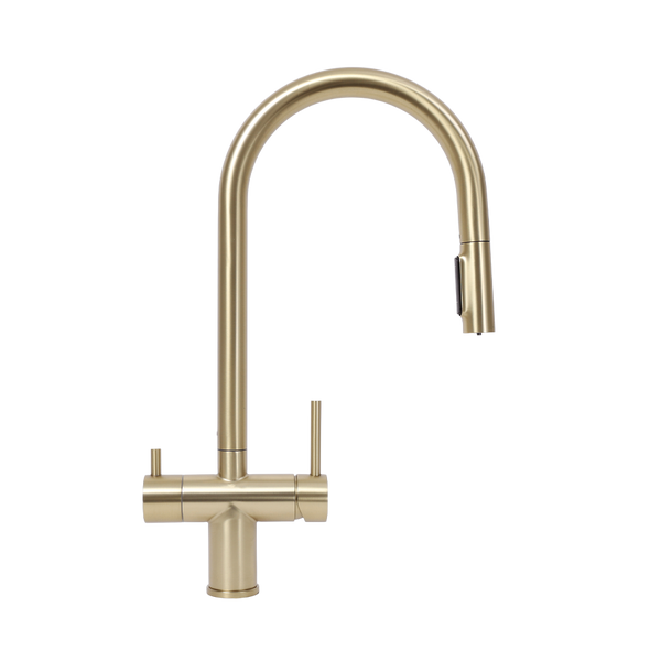Alma Finton 3 Way Pull Out Filter Water Tap Brushed Brass Gold