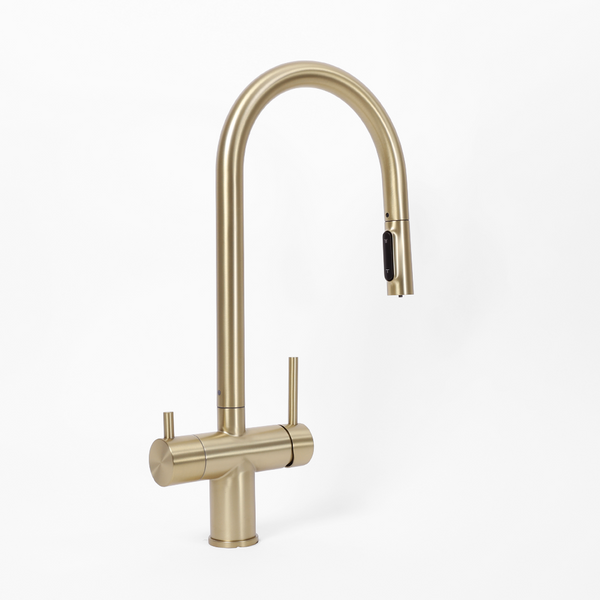 Alma Finton 3 Way Pull Out Filter Water Tap Brushed Brass Gold