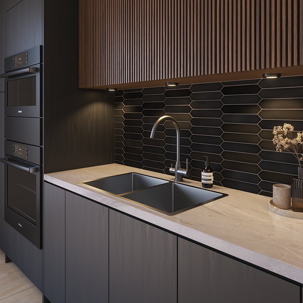 Alma Brushed Gunmetal Madison 775x450 Double Bowl Sink