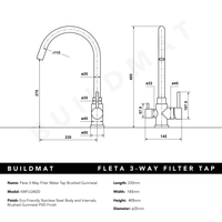 Fleta Brushed Gunmetal 3 Way Filter Water Tap
