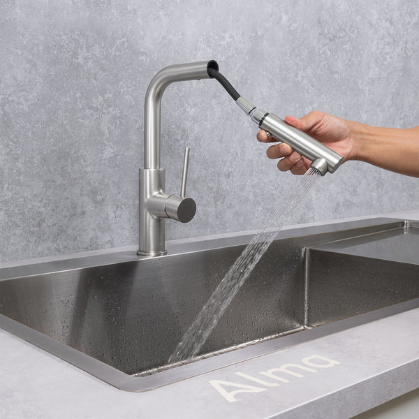 Alma Nisa Square Pull Out Mixer Brushed Nickel