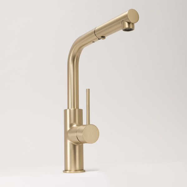 Alma Nisa Square Pull Out Mixer Brushed Brass Gold